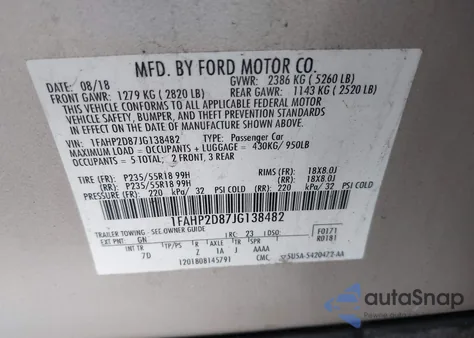2018 Ford Taurus Se from USA, damaged, VIN 1FAHP2D87JG138482